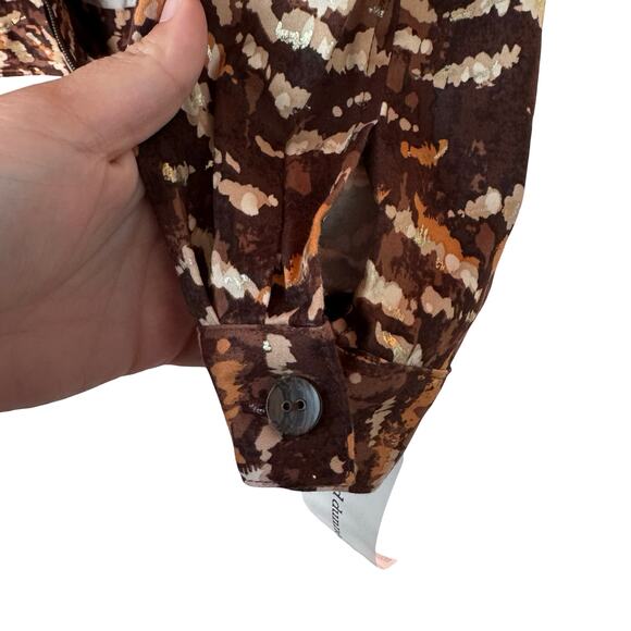 Alfred Dunner Animal Instinct Jacket 10 Gold Shimmer Brown Stretch NWT - Picture 4 of 11